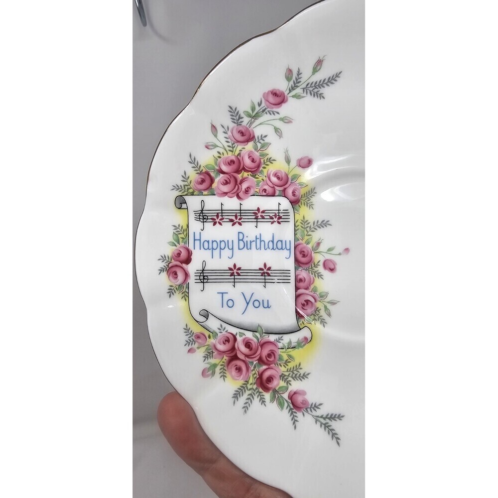 Elizabethan England Fine Bone China Happy Birthday Saucer Plate Floral Vintage - Picture 4 of 6
